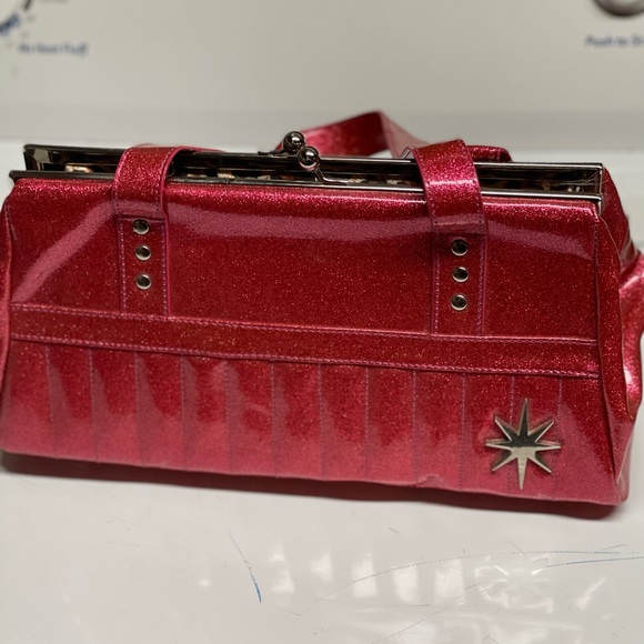 Pink Lux de ville sparkle purse with leopard interior - Picture 2 of 3